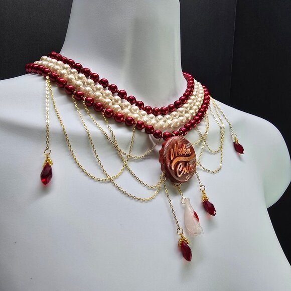 Handmade 18k Gold Plated Fallout Rusty Nuka Cola Inspired Choker Waterfall Neckl - Picture 2 of 11